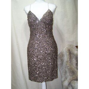 Cache Mini Dress Bronze Sequins Holiday Party Silk Size 10